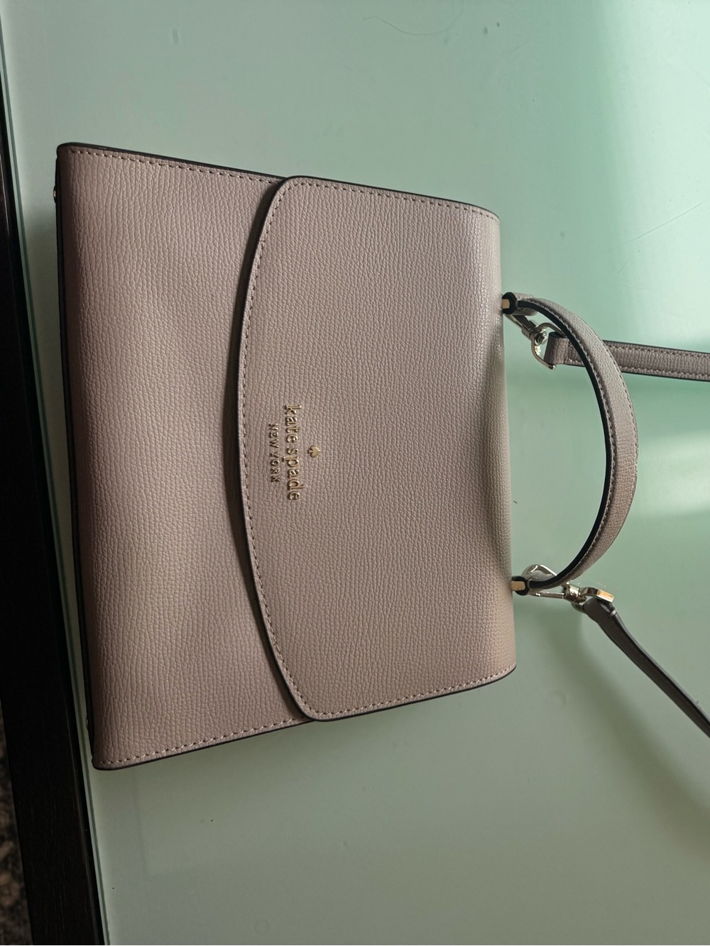 kate spade Small Pebbled Leather Crossbody in Taupe